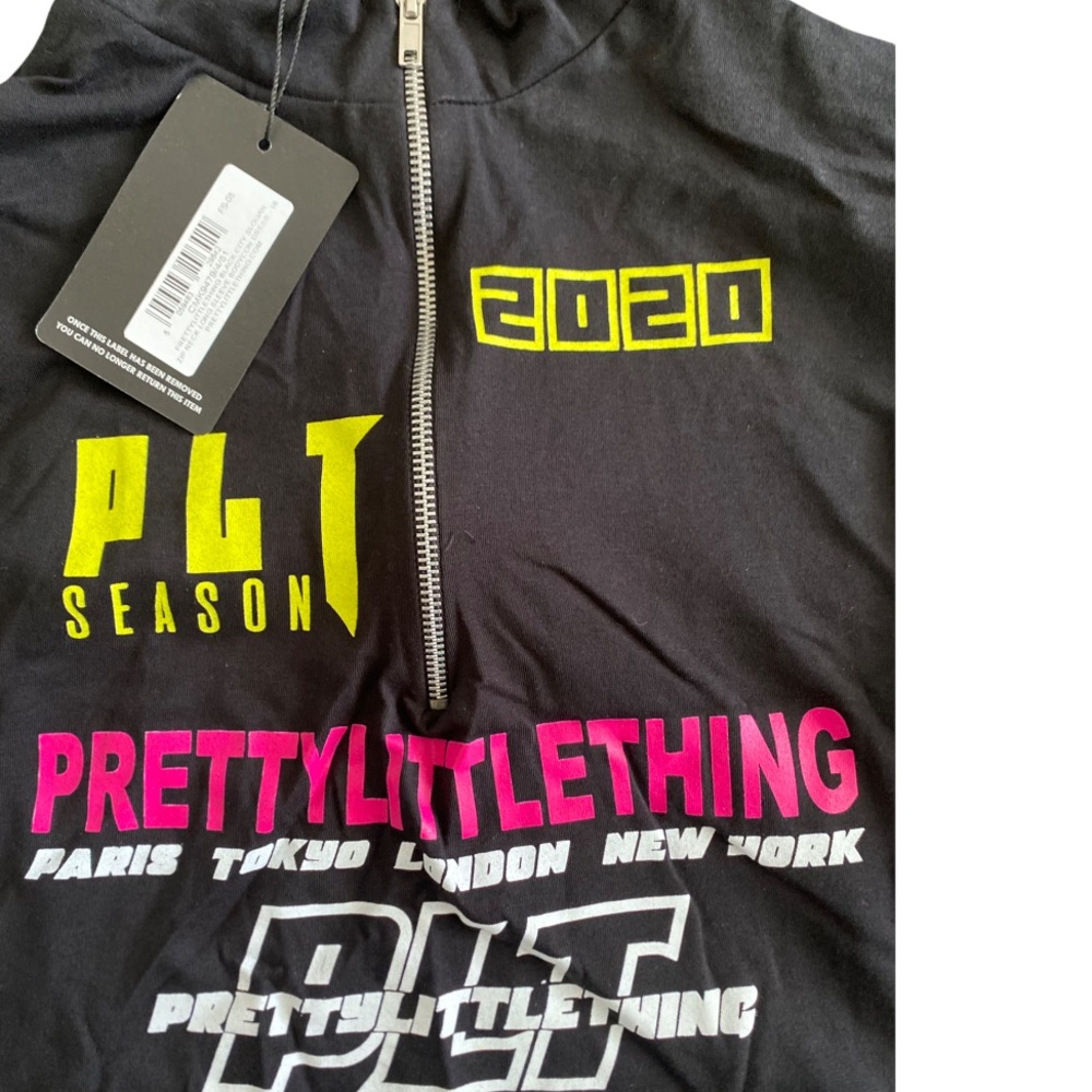 PRETTYLITTLETHING black zip front dress